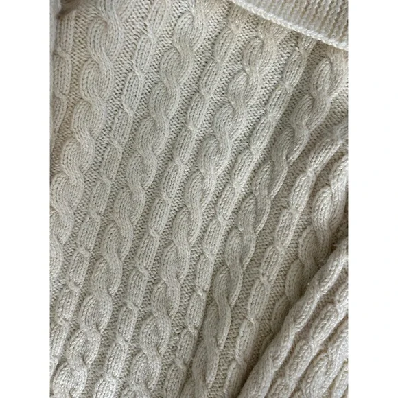 Vintage 70's-80's Cream Knit Cardigan Chunky Knit Sweater Collared Cottage VTG - Picture 7 of 9